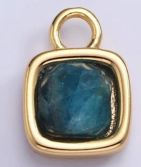 Gold-Filled Square Faceted Gemstone Charm