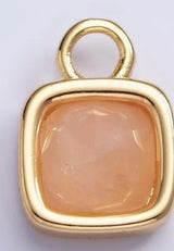 Gold-Filled Square Faceted Gemstone Charm