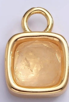 Gold-Filled Square Faceted Gemstone Charm