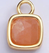 Gold-Filled Square Faceted Gemstone Charm