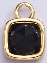 Gold-Filled Square Faceted Gemstone Charm