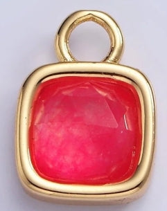 Gold-Filled Square Faceted Gemstone Charm