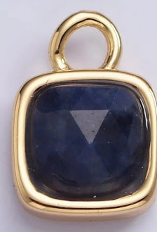 Gold-Filled Square Faceted Gemstone Charm