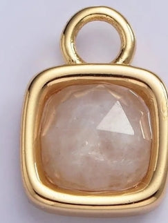 Gold-Filled Square Faceted Gemstone Charm