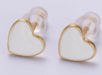 Gold-Filled Enamel Heart Stud Earrings