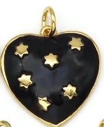 Gold-Filled Enamel Heart and Stars Charm