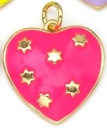 Gold-Filled Enamel Heart and Stars Charm