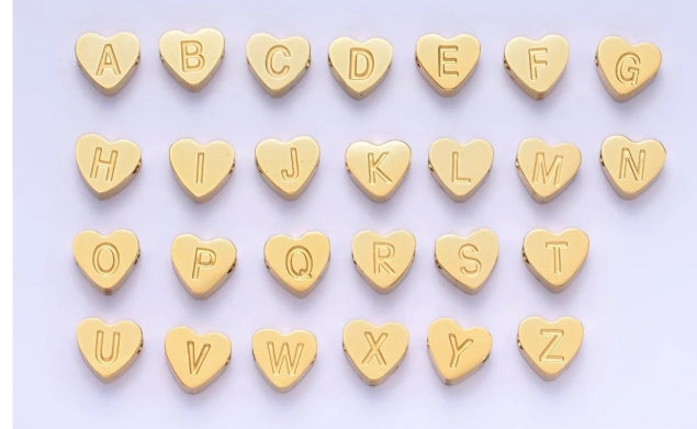 Gold-Filled Alphabet Hearts Bead Charm