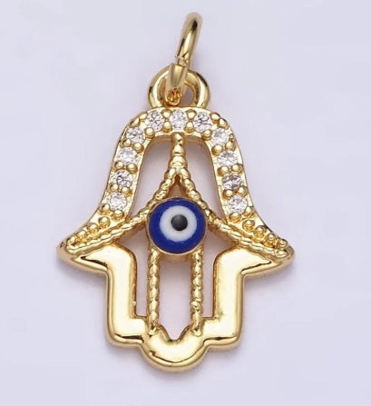 Gold-Filled and CZ Hamsa Charm