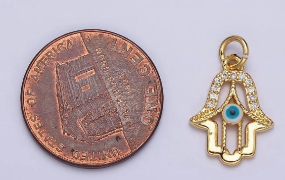 Gold-Filled and CZ Hamsa Charm