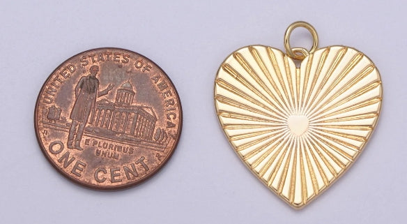 Gold-Filled Sunburst Heart Charm