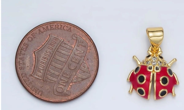 Gold-Filled and Enamel Ladybug Charm