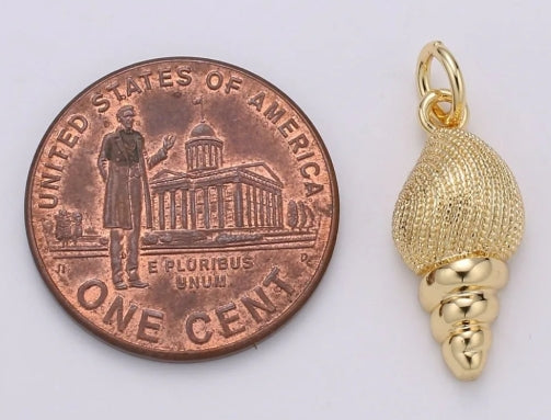 Gold-Filled Dotted Conch Shell Charm