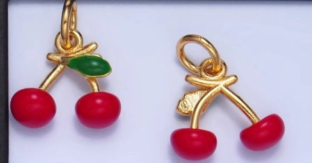 Gold-Filled and Enamel Cherries Charm