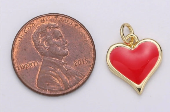 Gold-Filled and Enamel Red Heart Charm