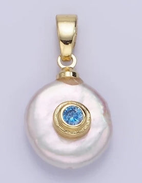 Gold-Fill, Freshwater Pearl, and CZ Birthstone Charm