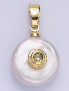 Gold-Fill, Freshwater Pearl, and CZ Birthstone Charm