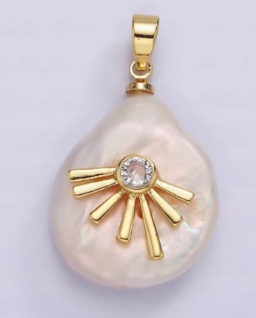 Freshwater Pearl with Gold-Filled Sunburst Charm