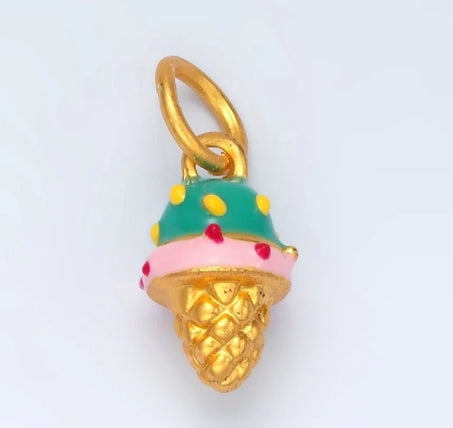 Gold-Filled and Enamel Ice Cream Charm