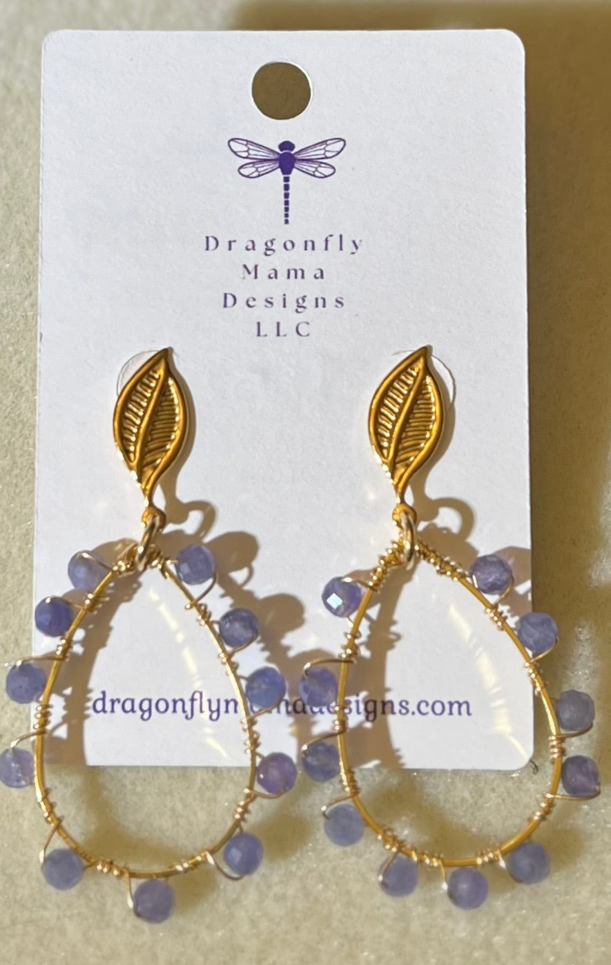 Tanzanite Wire-Wrapped Teardrop Hoops